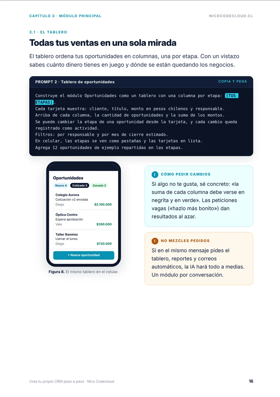 Página 16 de la guía «Crea tu propio CRM paso a paso»