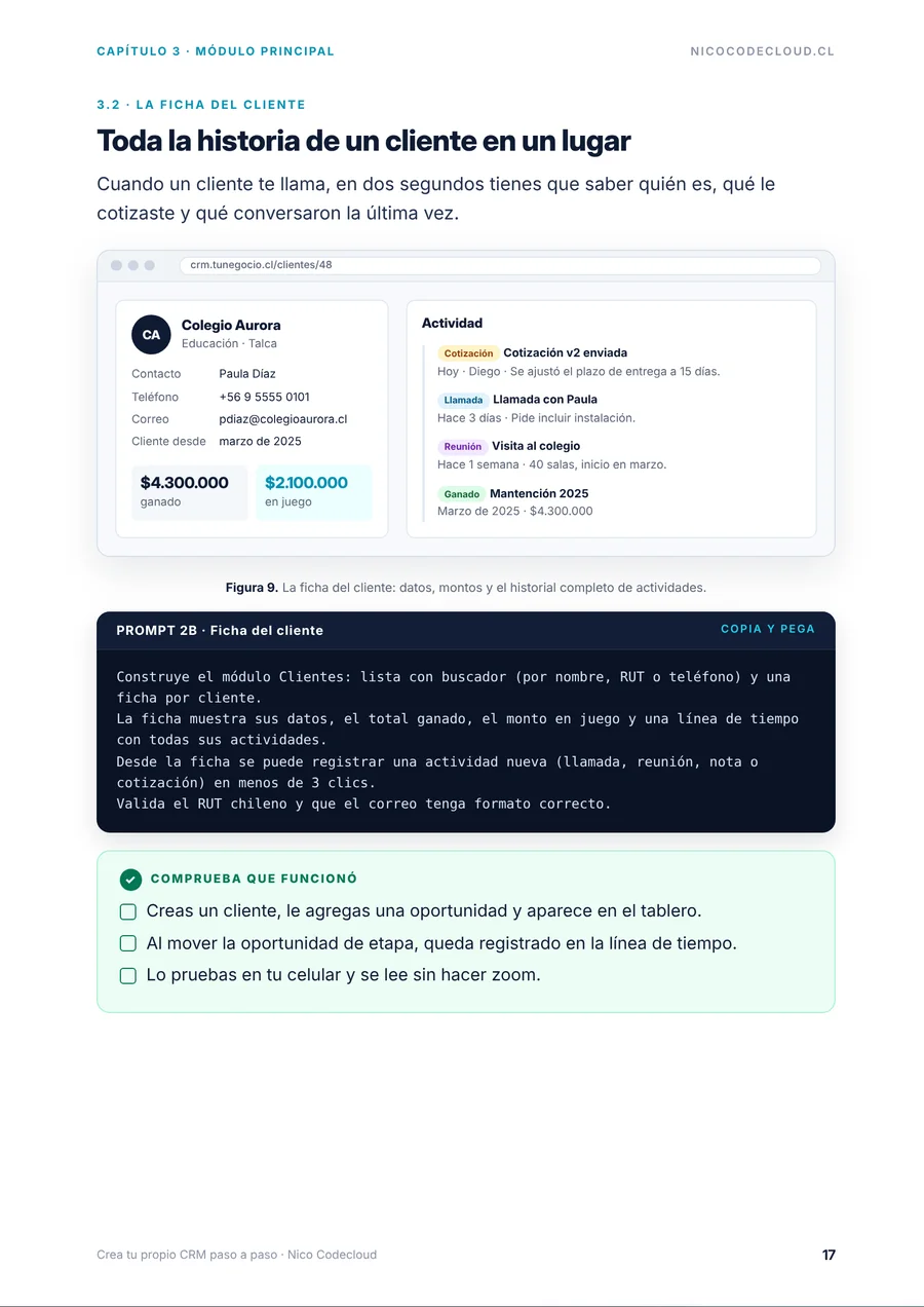 Página 17 de la guía «Crea tu propio CRM paso a paso»